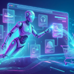 Digitale AI-assistent die via een interface producten selecteert in een webshop.